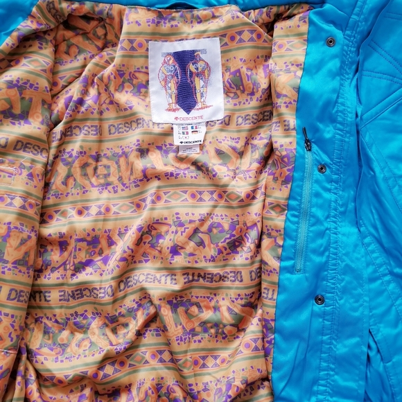 VINTAGE DESCENTE WOMEN DISCO RETRO SNOW SKI  CYAN  JACKET SIZE 12 - Picture 4 of 10